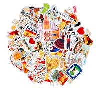 Wellrun 50pcs Spain Stickers,Romantic SpanishTravel Vinyl Stickers Set,Graffiti Waterproof Decals for Laptop Water Bottle Luggage Skateboard Journal DIY Decoration