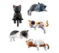 Wellrun 5PCS Mini Cat Figurine,Cute Realistic Cats Dolls,Adorable Miniature Cat Display for Desk,Office,Car Interior Decoration