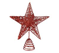Wellrun Christmas Tree Topper Star,Red 3D Hollow Glitter Star Ornament,25 cm Reusable Xmas Tree Decoration for Holiday Party Home Decor