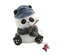 wellrun Cute Panda Fishing Ornament,Fishing Artistic Sculpture,Realistic Resin Panda Decor for Bedroom,Office or Fish Tank Display