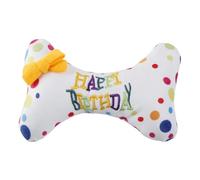 wellrun Dog Birthday Bone Toy,Fun Plush Squeaky Pet Toy,Soft Bite Resistant Chew Bone Interactive Play Toys with Colorful Dots for Celebrate Your Dog's Happy Birthdays