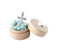 Wellrun Elegant My First Rosary Christening Gift Set,Blue Baptism Keepsake with Cross and Beads,Catholic Prayer Jewelry Accessories