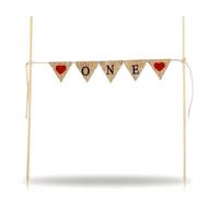 Wellrun Handmade One Cake Topper,1st Celebration Number One Decor for Baby Showe,Birthday,Anniversary,Party Supplies,Large First Letter Cake Banner for Photo Prop,Adjustable Depth for Any Cake Size
