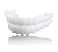 Wellrun Instant Veneers Dentures,Reusable Fake Teeth Top and Bottom Set,Clip-On Temporary Cosmetic Smile Teeth,Quick Fit False for Straightening,Whitening,and Covering Gaps