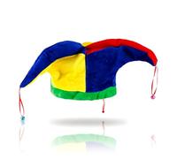 wellrun Lovely Funny 3 Peak Clown Hat,Multicoloured Jester Cap with Bells for Halloween,Cosplay Costume,Carnival,Circus Theme Party & Role Playing Dress Up Accessories