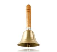 Wellrun Metal Hand Bell with Wooden Handle,Solid Brass Service Bell for Restaurant Tea Calling,Super Loud Ringing Dinner Call Bells for Counter Reception,Elderly Alert,Wedding & Hotel