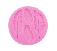 Wellrun Pink Feather Fondant Mold,DIY Silicone Chocolate Mould for Baking,Cake Decorating Tool,4 Feather Shape Slots Mould for Dessert,Jelly,Gum Paste & Craft,Polymer Clay