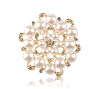 Wellrun Rose Gold Rhinestone Brooch for Women,Elegant Crystal Flower Corsage Pin with Simulated Pearl,Exquisite Sparkle Brooch for Wedding,Anniversary,Prom Party and Special Occasions