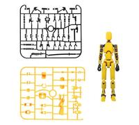 wellrun T13 Action Figure Set,3D Printed Multi-Jointed Robot Toy,Fully Movable Action Figures with Weapons & Hand Accessories,Desktop Decorations for Game Lovers,Robot Collectors(Yellow)