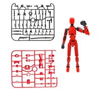 wellrun T13 Action Figure Set,3D Printed Multi-Jointed Robot Toy,Fully Movable Action Figures with Weapons & Hand Accessories,Desktop Decorations for Game Lovers,Robot Collectors(Red)