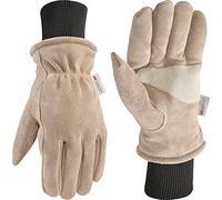 WELLS LAMONT Men's Lined HydraHyde Winter Leather Work Gloves, Large 1196, Saddle tan
