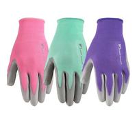 Wells Lamont Women’s 3-Pack PU Coated Palm Knit Gardening Gloves, Medium (413MF)