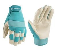 Wells Lamont Women's Hybrid Work/Gardening Gloves | Water-Resistant HydraHyde Leather | Large (3204L), Aqua