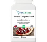 WellScience Antarctic OmegaKrill Boost - Supports Heart Health & Cognitive Function with EPA & DHA Omega-3, Phospholipids, and Astaxanthin | Sustainably Sourced Krill Oil