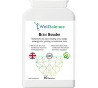WellScience Brain Booster - Enhanced Cognitive Function & Mental Performance | with DHA, Ginkgo, Ashwagandha, Ginseng, Curcumin | Reduces Fatigue