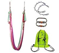 WELLSEM Aerial Yoga Hammock Aerial Pilates Silk Yoga Swing Set Include Carabiners Daisy Chain, Pose Guide 5.5 Yards Set (Fairy)