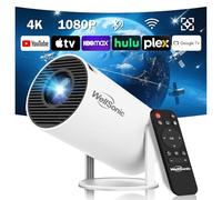 WellSonic Mini Projector 4K Support, Portable Movie Projector with WiFi6 and Bluetooth5, Automatic Keystone Correction, Android 13, Home Smart Projector for Phone, PC, HDMI USB, Laptop