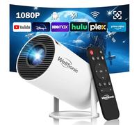 WellSonic Mini Projector Support 1080P, 200 Ansi Home Movie Projector Portable Projector with Wifi and Bluetooth, Automatic Keystone Correction, 180°Rotatable, Compatible with HDMI USB PC Laptop