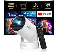 WellSonic Mini Projector with Wifi and Bluetooth, 4K Portable Projector with 5W Speaker, Auto Vertical Keystone&180°Rotatable, 200Ansi Moive Proyector for Outdoor Bedroom