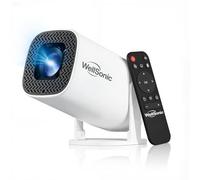 WellSonic Mini Projector with Wifi and Bluetooth, 4K Protable Smart Projector Build-in Android 14, 130" Screen Auto Keystone Movie Projector Compatible with HDMI Phone TV Stick for Bedroom Outdoor