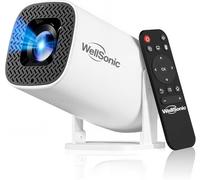 WellSonic Mini Projector with Wifi and Bluetooth, Build-in Android 14, Portable Projector Outdoor&Ceiling Use, Auto Keystonet&270°Rotatable, 200 Ansi, 4k Home Thearter Movie Projector for HDMI USB