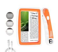 WELLTE 5X 10X 45X Magnifying Glass with Light, Handheld Magnifier for Reading with 20 LEDs, Large Folding Magnifying Glasses for Seniors Low Visions (White-orange)