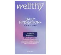 Wellthy by Boots Daily Hydration+ Electrolyte Powder, Smooth Blueberry Flavour, Rest & Restore - 12 Sachets