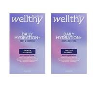 Wellthy by Boots Daily Hydration+ Electrolyte Powder, Smooth Blueberry flavour, Rest & Restore 24x sachets