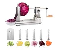 WellToBe 6 Blades Stainless Steel Vegetable Spiralizer Vegetable Spiral Slicer, Adjustable Manual Veggie Zucchini Pasta Spaghetti Maker Zoodle Maker with 4 Strong Suctions