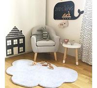 Welltobuy Soft Cloud Shaped Rug in Cotton Nordic Style - Play Rug for Children - White