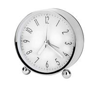 Welltop Analog Alarm Clock, 4 inch Super Silent Non Ticking Small Round Clock with Arabic Numerals Beep Sounds, Battery Operated, Lighted on Demand and Snooze, for Bedrooms Bedside Desk, Easy Set