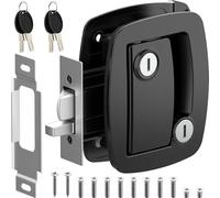 WELLUCK RV Entry Door Lock with Paddle Deadbolt, Camper Door Latch Handle, RV Door Lock Replacement Kit Secure for Camper Horse Travel Trailer Cargo Hauler (Aluminum Alloy Black)