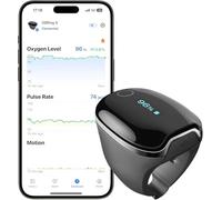 Wellue O2Ring-S Sleep Pulse Oximeter Bluetooth with Vibration Reminder, 24 Hour Battery Life Rechargeable Oxygen Monitor Finger Adults, Sleep Tracker with 4*10 Hours Built-in Memory, Professional APP