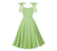 Wellwits Women's Bustier Style 1950s Vintage Cocktail Dress Light Green L