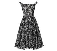 Wellwits Women's Gothic Floral Lace Off Shoulder Vintage Formal Dress Black S