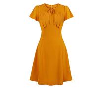Wellwits Women's Ruched Bow Tie A Line Vintage Dress Orange S