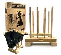 Welly Boot Rack, Wooden Welly Stand Boots Storage for Wellington, Hiking Shoes & Walking Boots, Heavy-Duty and Durable Floor-Mounted Wellie Boot Rack Outdoor, 4-Pair Boot Stand