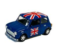 Welly Mini Cooper Model Series with Union Jack Top Made of Die Cast Metal and Plastic Parts, Pull Back & Go Action Toy