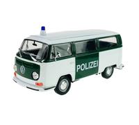 Welly Model Car Compatible with 1967 VW Volkswagen T2 Police Green with White Roof Bus Transporter Approx. 1/24 1:24 Metal Model Car Die Cast New in Box 22472