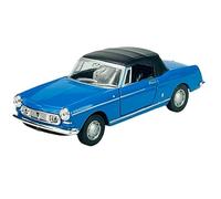 Welly Model Car Compatible with Peugeot 404 Convertible Blue with Soft Top Roof 1960-1975 Approx. 1/34-1/39 Metal Model Car Die Cast New in Box