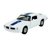 Welly Model Car Compatible with Pontiac Firebird Trans Am Coupe White with Blue 2nd Generation 1970-1974 Approx. 1/34-1/39 Metal Model Car Die Cast New in Box 43735