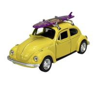 Welly Model Car Compatible with Volkswagen VW Beetle 1970 Yellow with a Surfboard 1/34-1/39 Metal Model Car Die Cast New in Box