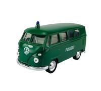 Welly Model Car Compatible with VW Volkswagen T1 Green Police Transporter Bully Bus 1950-1967 Approx. 1/34-1/39 Metal Model Car Die Cast New in Box