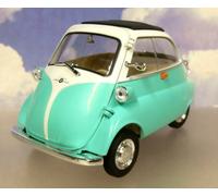 WELLY/NEX 1/18 DIECAST 1955-1962 BMW ISETTA 250 MICROCAR/BUBBLE CAR GREEN/WHITE