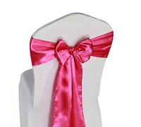 WELMATCH Hot Pink Satin Chair Sashes Ties - 50 pcs Wedding Banquet Party Event Decoration Chair Bows (Hot Pink, 50)