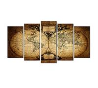 WELMECO 5 Ancient World Wall Canvas Prints - Retro Map Posters Framed & Stretched for Living Room & Office Decoration