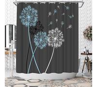 WELMECO Dandelion Shower Curtain Blue and Grey Grey Shower Curtain Bathroom Decor Polyester Fabric, 72x72inch
