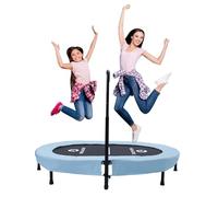 Welmotive Foldable Oval Trampoline 92×142cm Silent Indoor Fitness Rebounder with 40 Springs Adjustable Handlebar Supports up to 150kg Mini Trampoline for Kids Adults Home Gym Weight Loss Light Blue