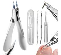 Welnax Nailpro Guard - for Ingrown & Thick Nails with Permanently Sharp Steel Blade, 30° Pivoting Head & Non-Slip Grip - 3PCS Professional Clippers Set for Pain-Free Toenail/Fingernail Care (White)