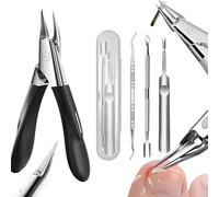 Welnax Nailpro Guard - for Ingrown & Thick Nails with Permanently Sharp Steel Blade, 30° Pivoting Head & Non-Slip Grip - 3PCS Professional Clippers Set for Pain-Free Toenail/Fingernail Care (Black)